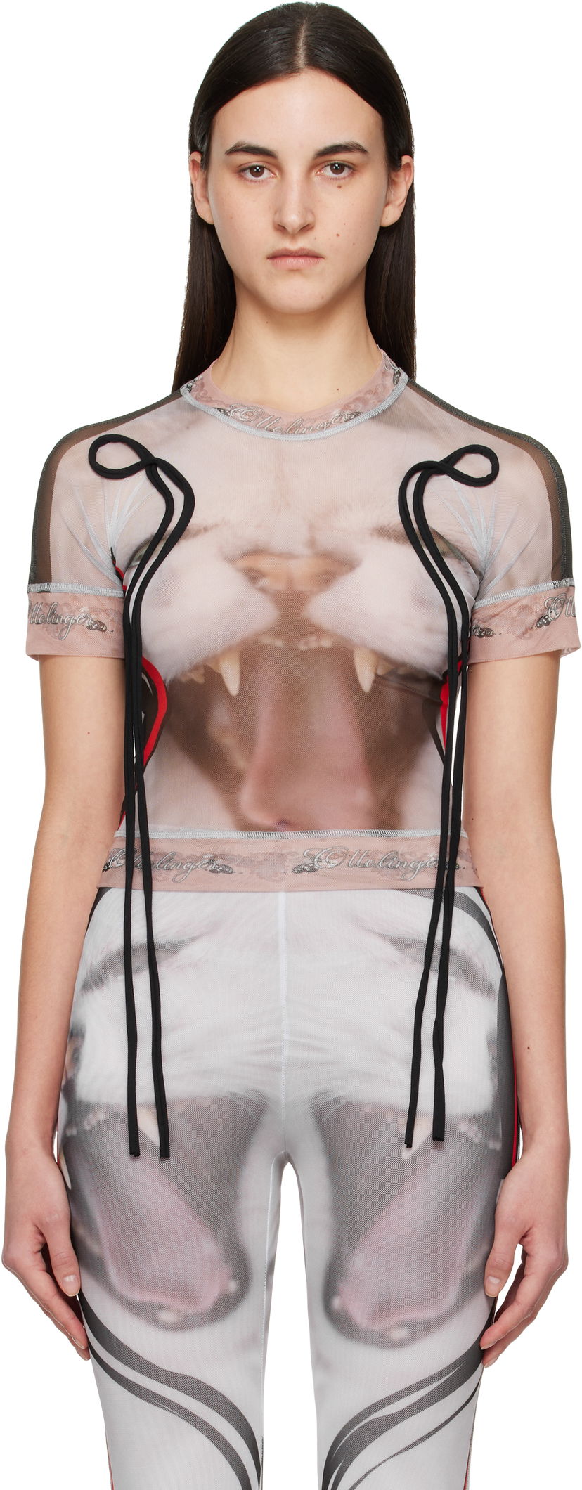 Majica Ottolinger Ottolinger Mesh Cat Graphic T-Shirt Bež | 10110040102