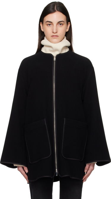 Plašči TOTEME TOTEME Felted Wool Zip-Up Jacket Črna | 251-WRO4262-FB0039, 0