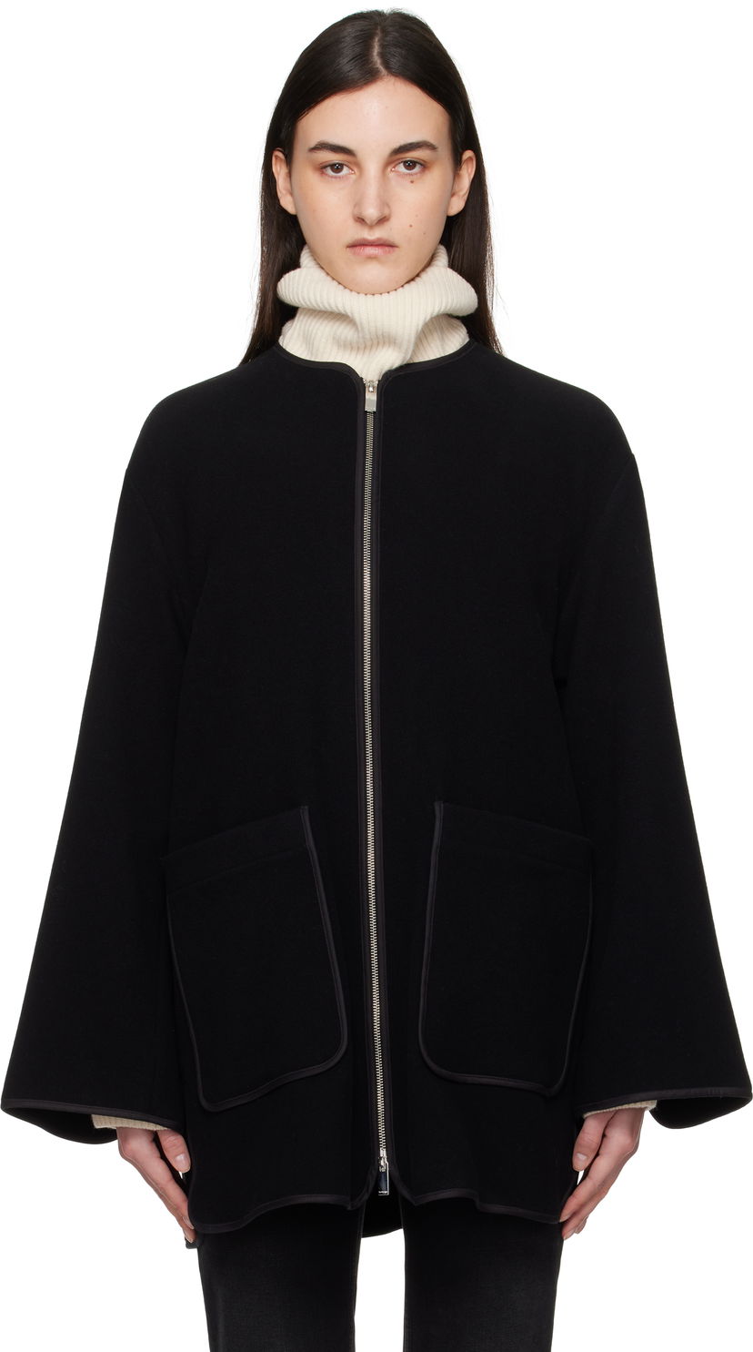 Plašči TOTEME TOTEME Felted Wool Zip-Up Jacket Črna | 251-WRO4262-FB0039