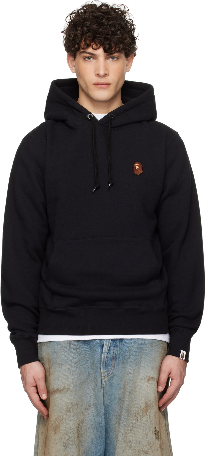 Pulover BAPE One Point Pullover Hoodie Črna | 001PPK801007M