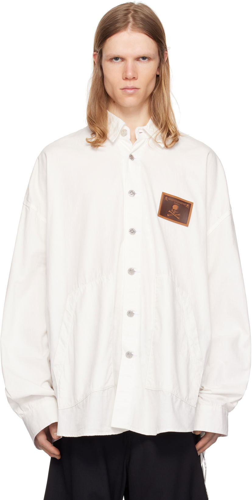 Srajce Mastermind WORLD MASTERMIND WORLD Big Denim Shirt Bela | MW25S14-SH002-002