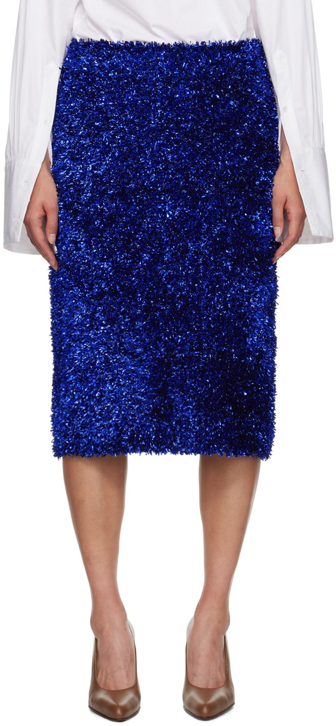 Krila Dries Van Noten Tinsel Midi Skirt Modra | 242-011245-9725