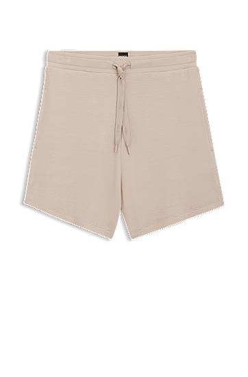 Kratke hlače BOSS Ottoman-structured Stretch Modal Shorts with Branded Cord Bež | 50545617