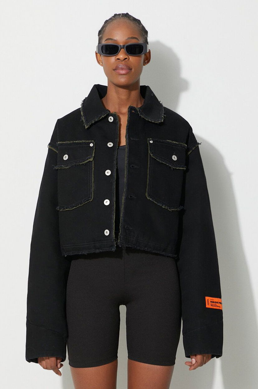 Jakna HERON PRESTON Oversize Denim Jacket Črna | HWYE013F23DEN0011000