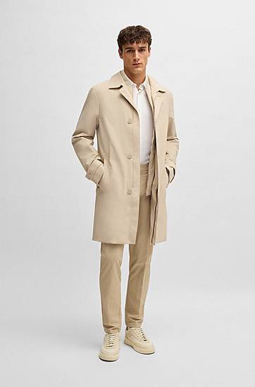 Dežni plašč BOSS Stretch-Softshell Coat with Detachable Inner Gilet Bež | 50535379, 1