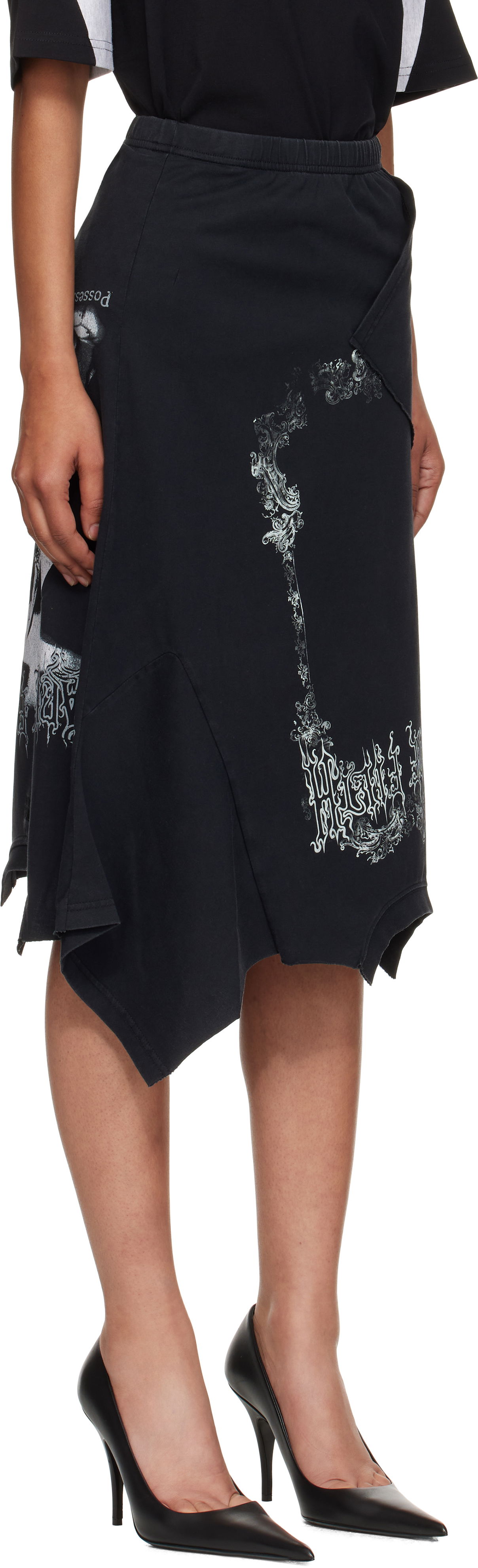 Krila VETEMENTS Vetements Cradle Of Filth Print Asymmetrical Midi Skirt Črna | WCF76SK690M, 1