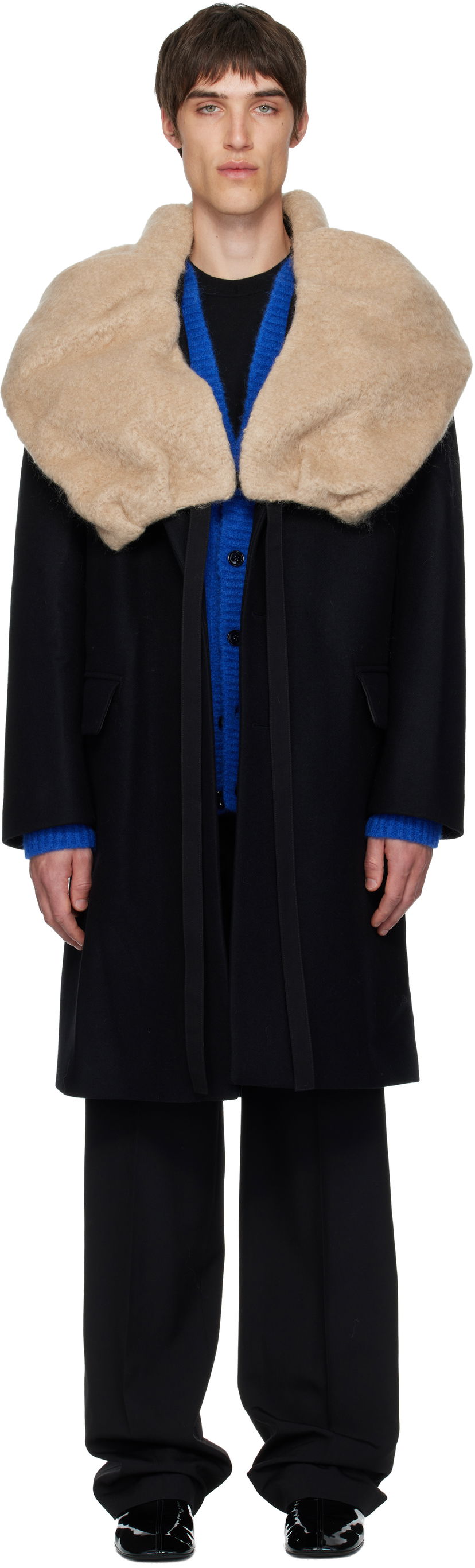 Plašči Dries Van Noten Dries Van Noten Wool Collar Coat Črna | 252-020231-2216