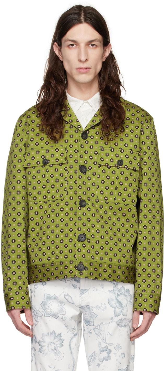 Jakna Erdem Erdem Graham Floral Print Jacket Zelena | MS23_712MMFOG GRAHAM