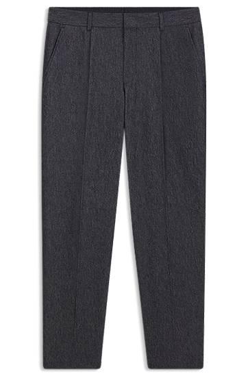 Hlače BOSS Tapered-Fit Cotton-Blend Trousers Siva | 50546035