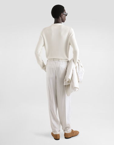 Hlače Dolce & Gabbana Dolce & Gabbana Pinstripe Linen-Blend Pants With Double Darts Bela | GP10DTFR3F0S8052, 2
