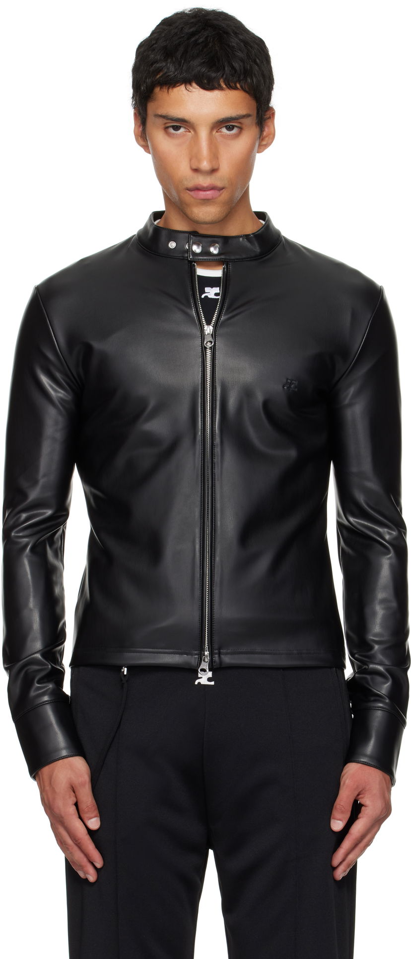 Jakna Courrèges Courrèges Faux-Leather Biker Jacket Črna | 325CTO448PU0049