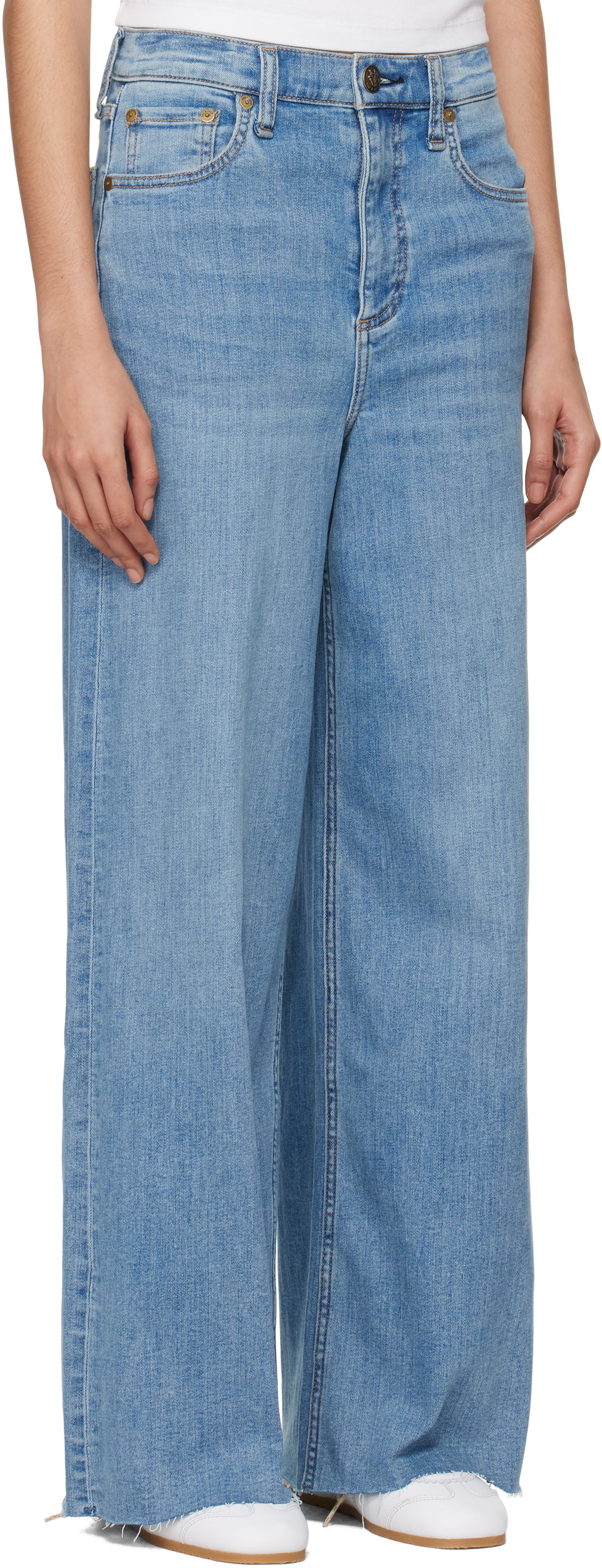 Kavbojke rag & bone rag & bone 'The Sofie' High-Rise Ultra Wide Ankle Jeans Modra | WDD24F3000FUMO, 1