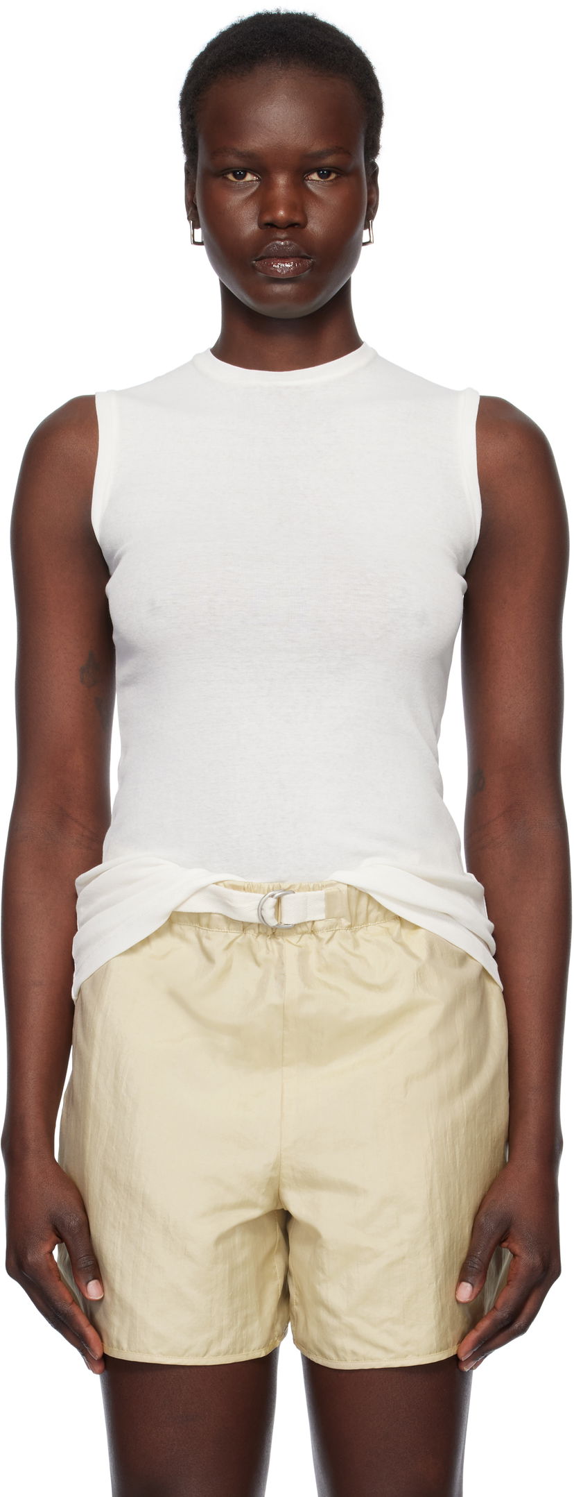 Majica brez rokavov Jil Sander Jil Sander 3 Layers Tank Top Bela | J40FV0106_JTN356