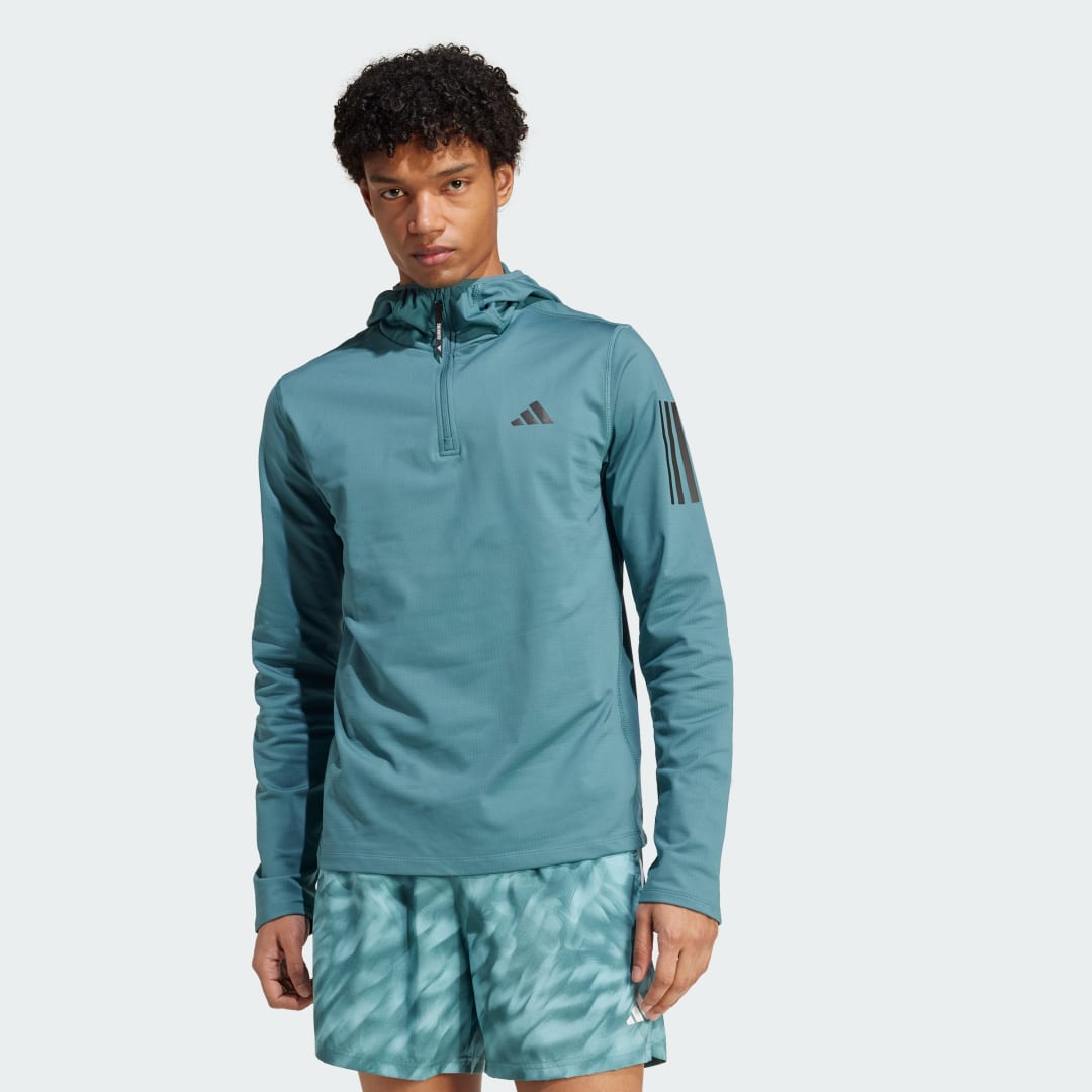 Pulover adidas Performance Own The Run Winterized Quarter-Zip Hoodie Zelena | JW9655, 0
