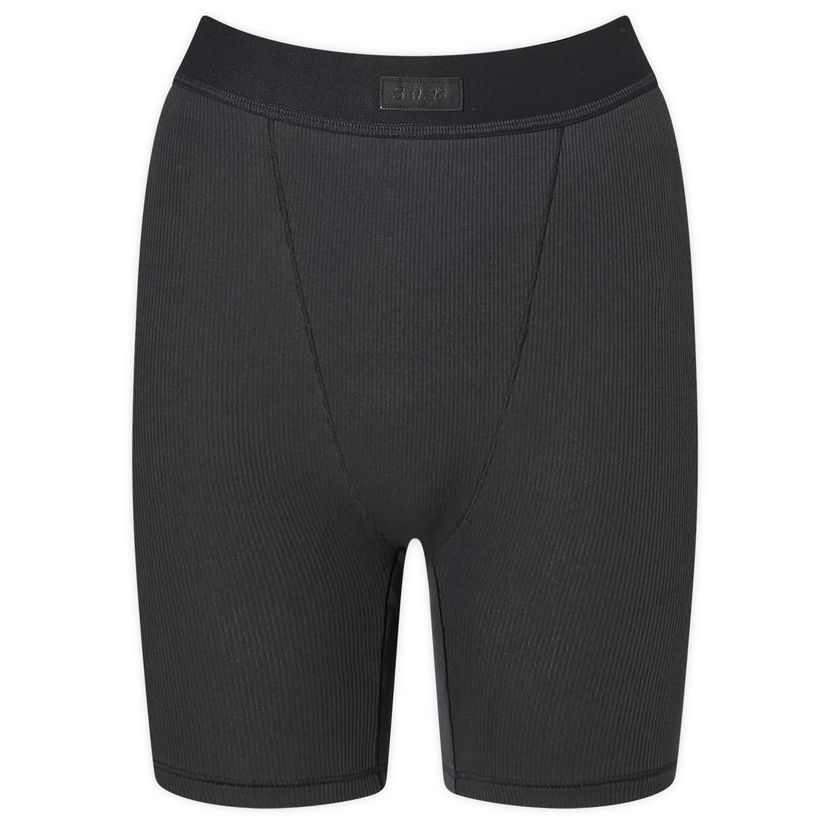 Boksarice SKIMS Ribbed Cotton Boxer Shorts Črna | PN-HWS-0042-ST