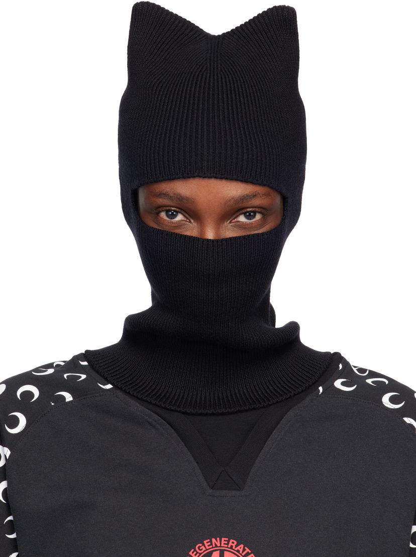 Klobuk Marine Serre Marine Serre Merino Wool Knit Kawaii Cat Ear Balaclava Črna | UHG073ACKNI0033