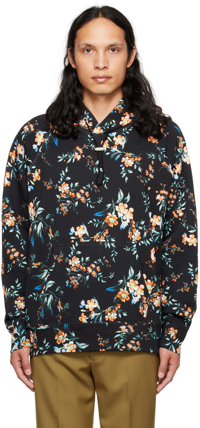 Pulover Erdem Erdem Floral Print Christian Hoodie Črna | MF22_516MKFSW