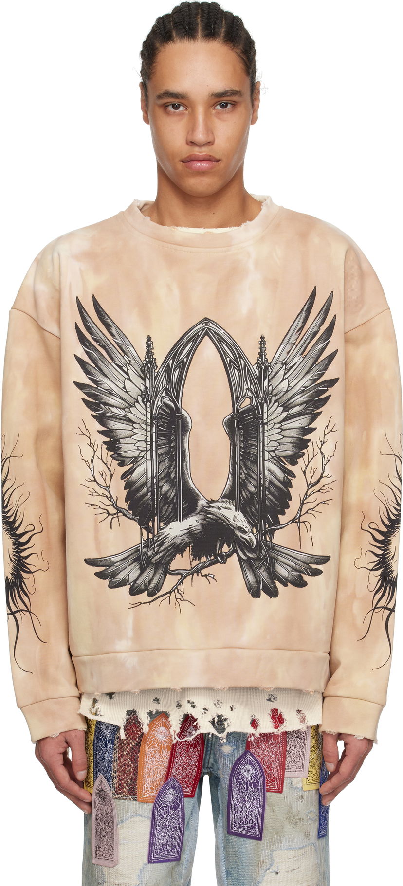 Pleteni pulover Who Decides War Who Decides War Soaring Window Crewneck Sweatshirt Bež | 1110500022SS25