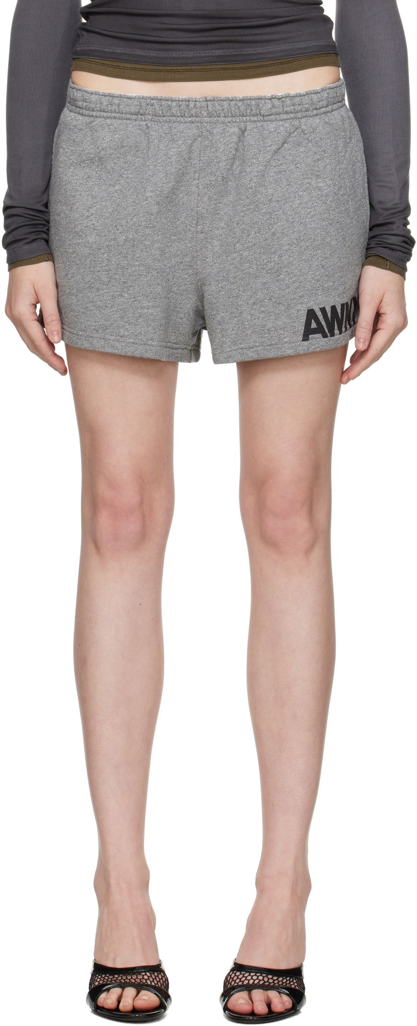Kratke hlače Alexander Wang Alexander Wang.t Logo Cotton Running Shorts Siva | 4CC2254427