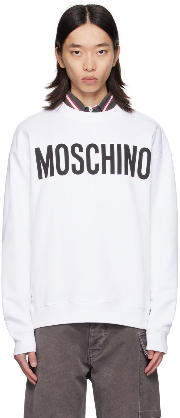 Pulover Moschino Sweatshirt With Printed Logo Bela | 242ZRA170170281001