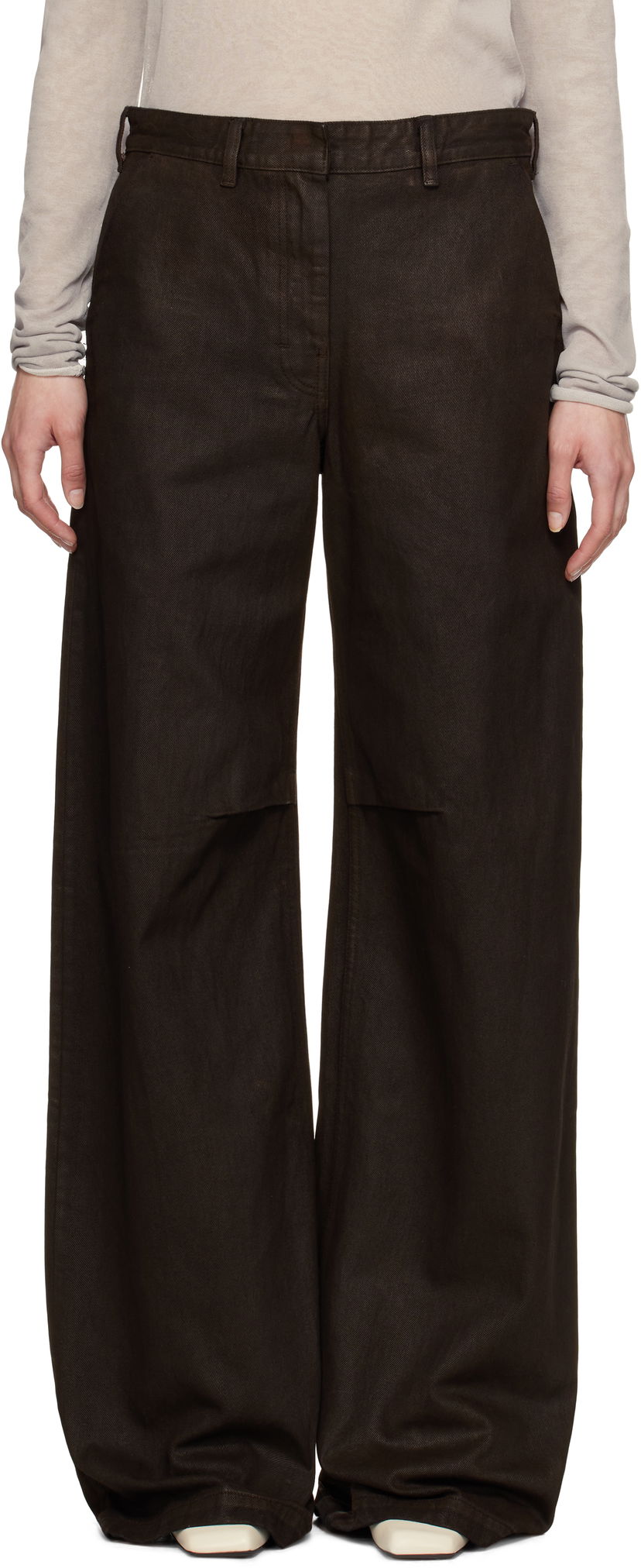 Hlače Entire Studios Entire Studios Dem Wide-Leg Jeans Rjava | ESW-S25-11006-MU