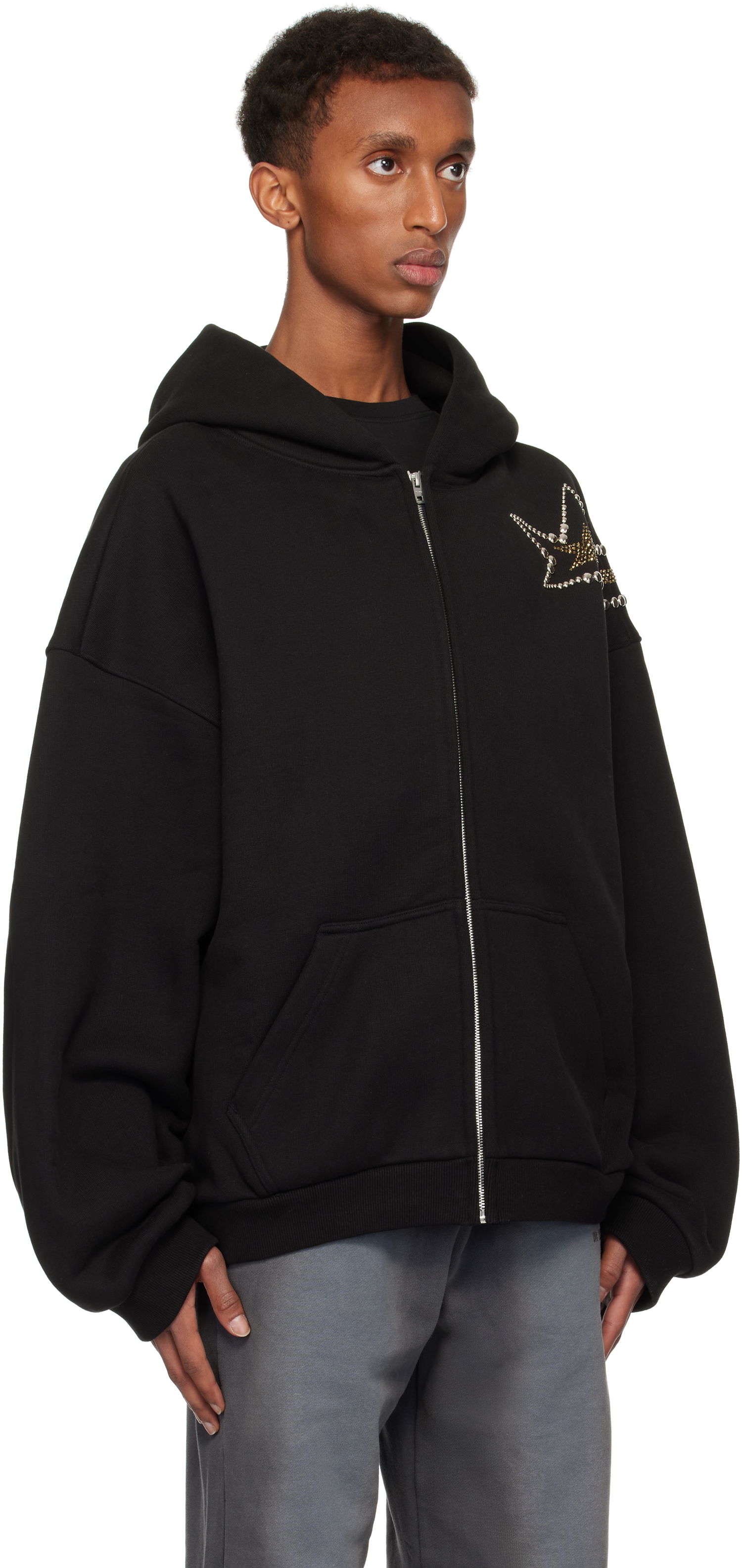Pulover We11done We11done Meteor Zip Hoodie Črna | WD-TJ3-24-864-U-BK, 1