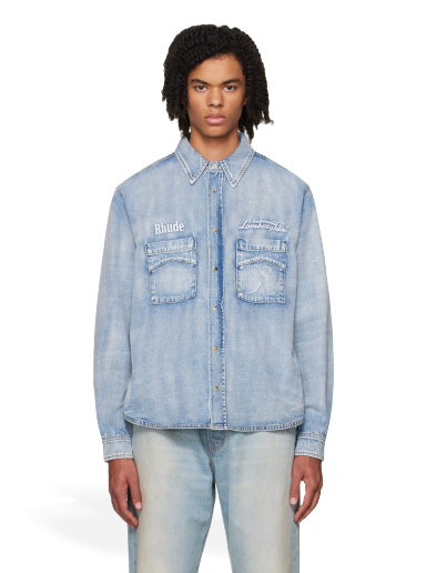 Srajce Rhude Automobil Lamborghini Edition Denim Shirt Modra | RHFW23SR32320032