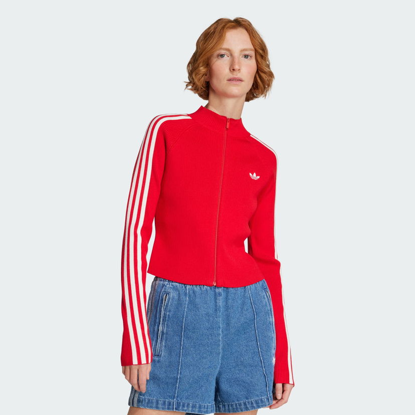 Pleteni pulover adidas Performance Adicolor Slim-Fit Knitted Track Top Rdeča | JY2598