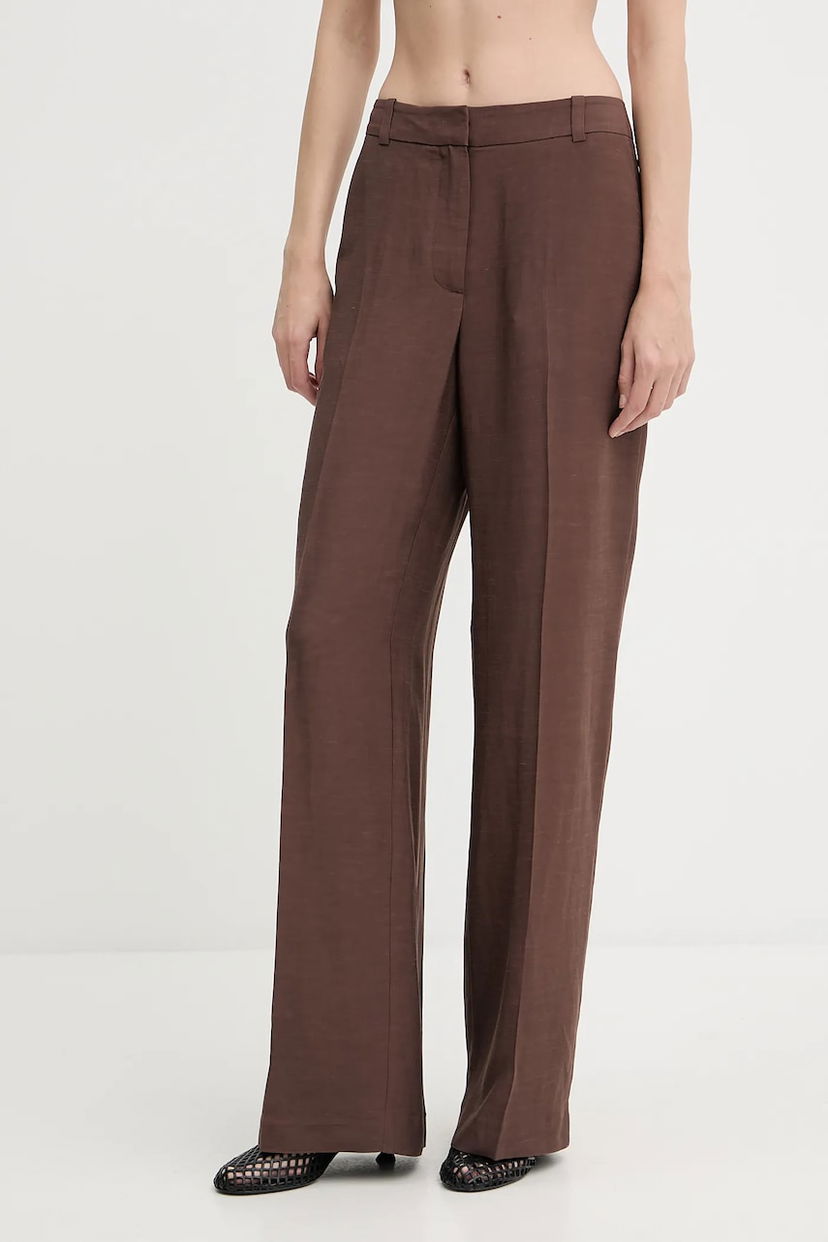 Hlače Samsoe Samsoe Samsoe Samsoe SALARAY High-Waist Wide-Leg Pants Rjava | F25200023