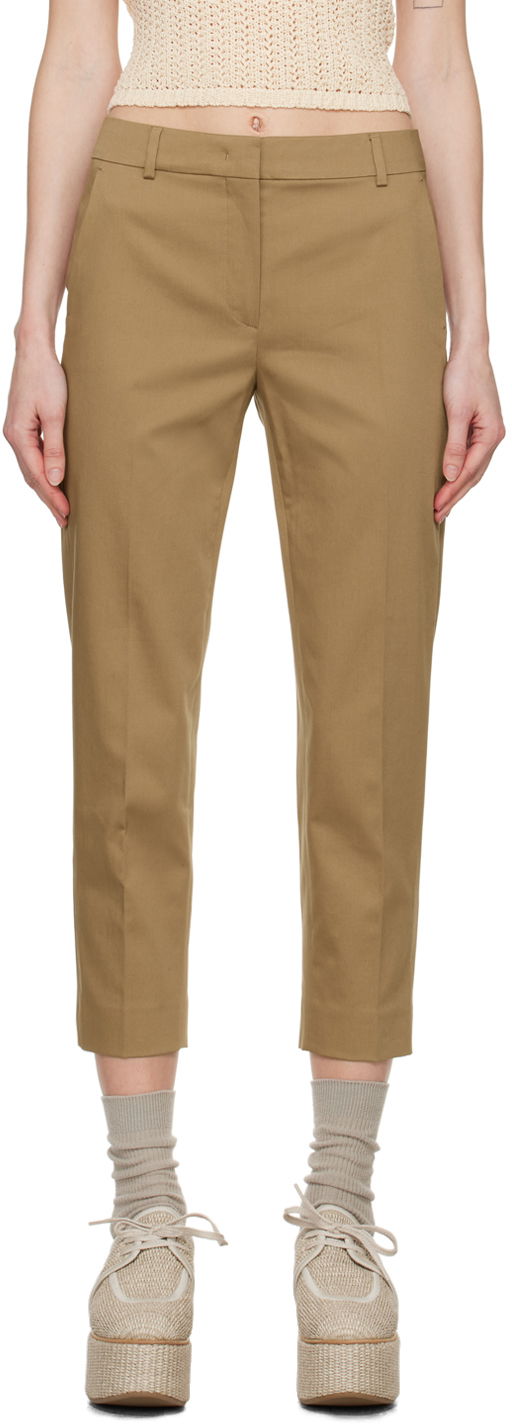 Hlače Max Mara Slim Fit Cropped Trousers Bež | 2411131072600