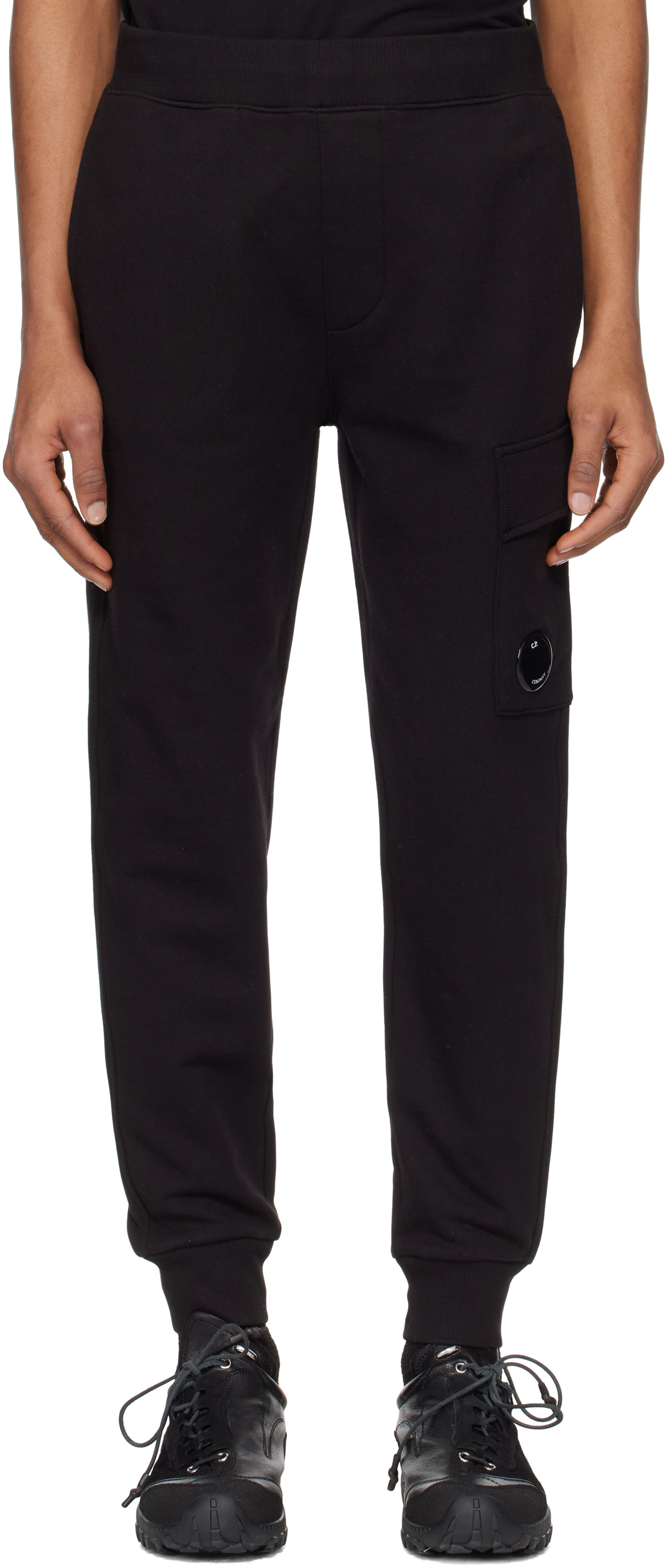 Trenirka C.P. Company C.P. Company Diagonal Raised Fleece Lens Sweatpants Črna | 18CMSP017A-005086W, 0
