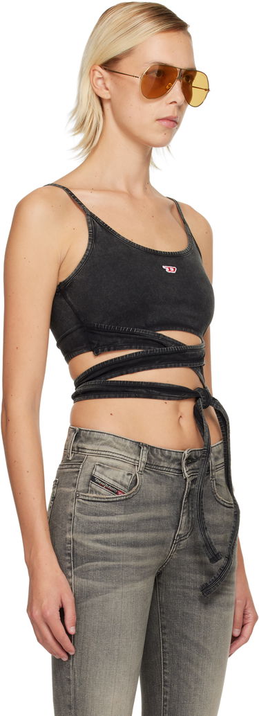 Krop-top Diesel Washed Denim Wrap Detail Crop Top Črna | A19521 0KIBY, 1
