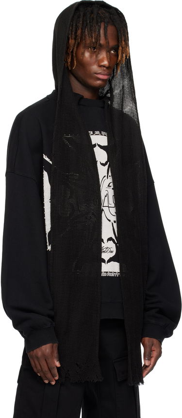 Pulover We11done We11done Heart-Cross Long-Sleeved Muffler Hoodie Črna | WD-TH0-25-845-U-BK, 1