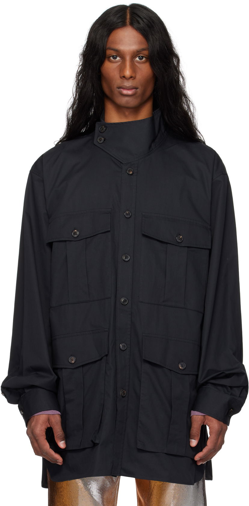 Srajce Dries Van Noten Dries Van Noten Twill Overshirt Črna | 251-020731-1147