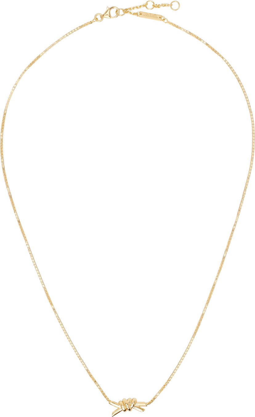 Ogrlica Bottega Veneta Knot Gold Necklace Kovinski | 815932 VAHU0