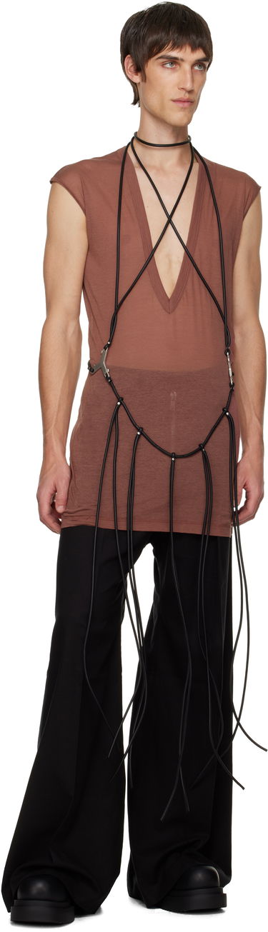 Majica brez rokavov Rick Owens Concordians Cord Fringed Tank Top Rjava | RR02E1457 LBL, 3