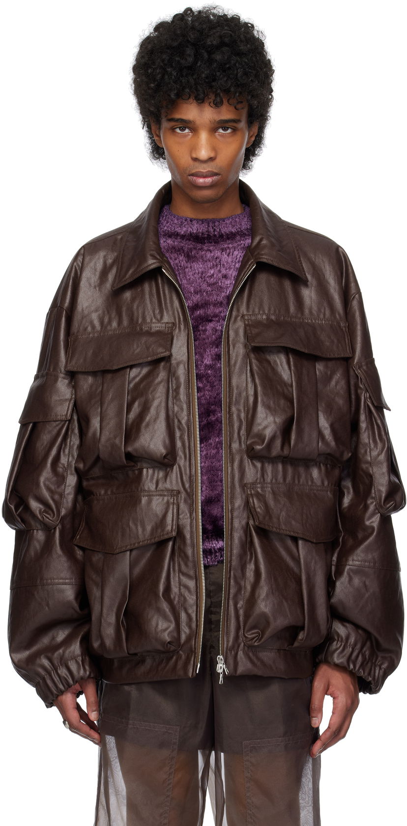 Jakna Dries Van Noten Dries Van Noten Coated Serge Jacket Rjava | 251-020526-1502