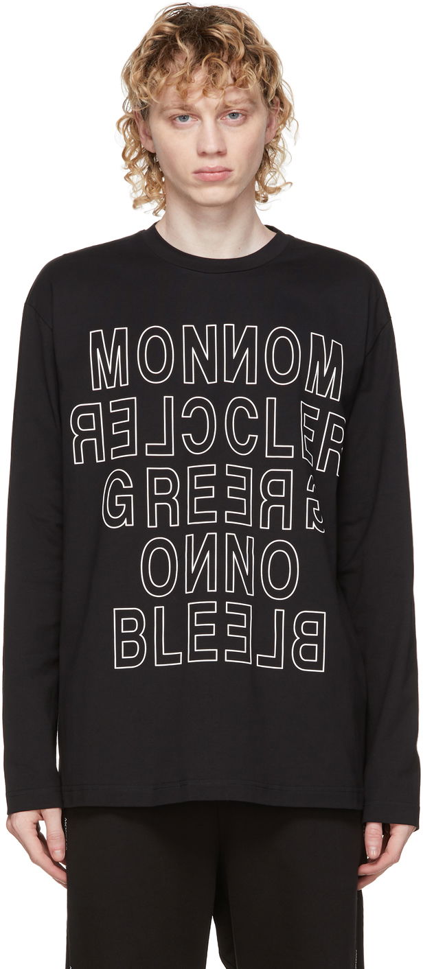 Majica Moncler Black Logo Long Sleeve T-Shirt Črna | F20978D70010829HD
