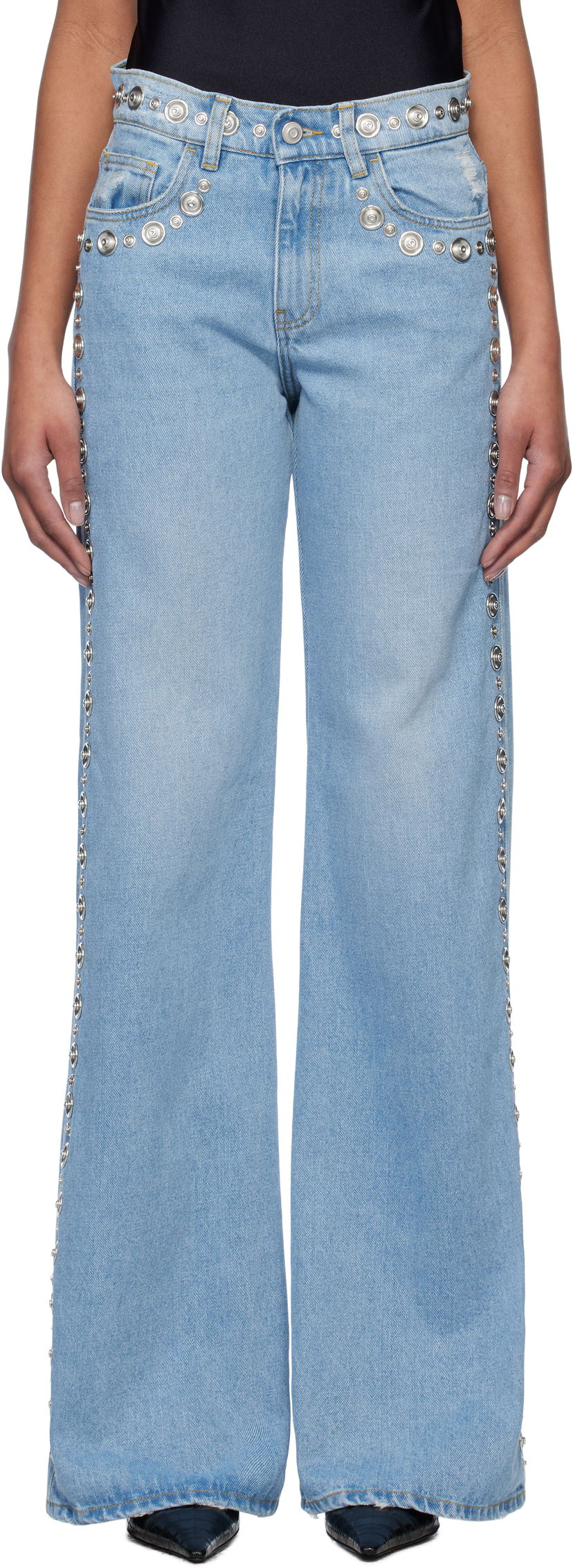 Kavbojke Coperni Coperni Studded Wide Leg Jeans Modra | COPP95STF2008