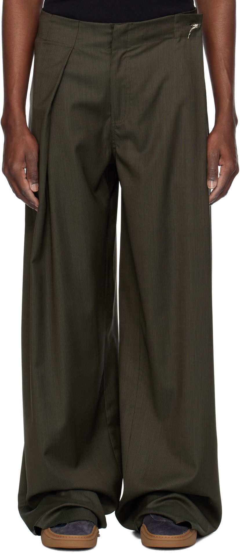 Hlače Serapis Serapis Jewel Rudder Wide-Leg Trousers Zelena | SS25_RP_1