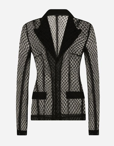 Jakna Dolce & Gabbana Single-breasted Mesh Jacket Črna | F27BUTHLM83N0000, 1