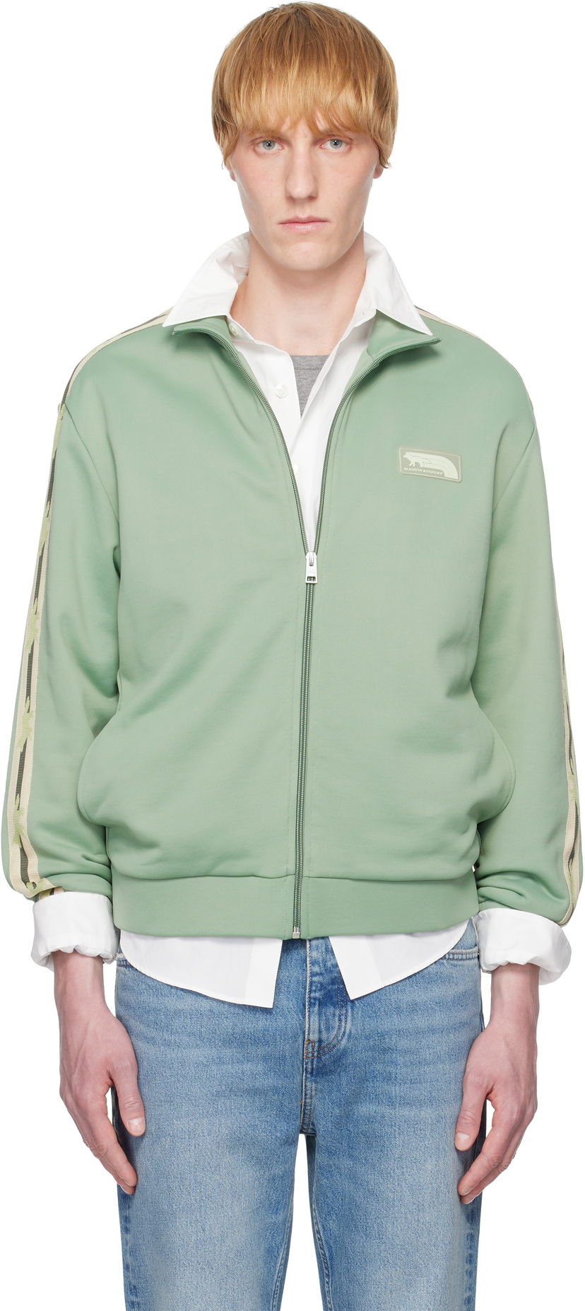 Jakna MAISON KITSUNÉ Maison Kitsuné Flash Fox Zipped Track Jacket Zelena | OM02132KM0322