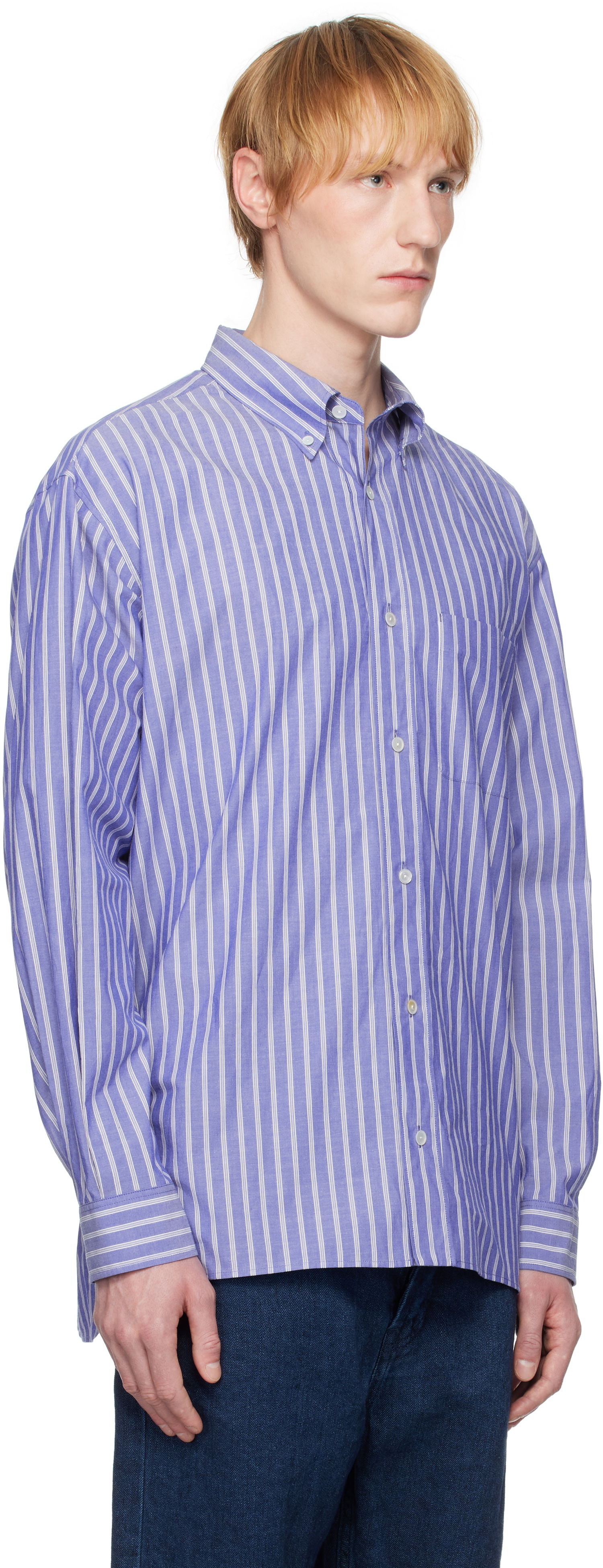 Srajce The Row The Row Bresson Striped Button-Down Shirt Modra | 916-W3584, 1