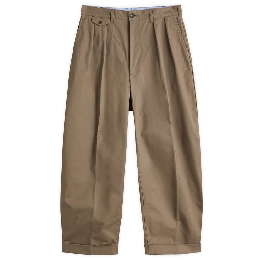 Hlače BEAMS Beams Plus 2 Pleat Chino Trousers Rjava | 3823-0097-874-67