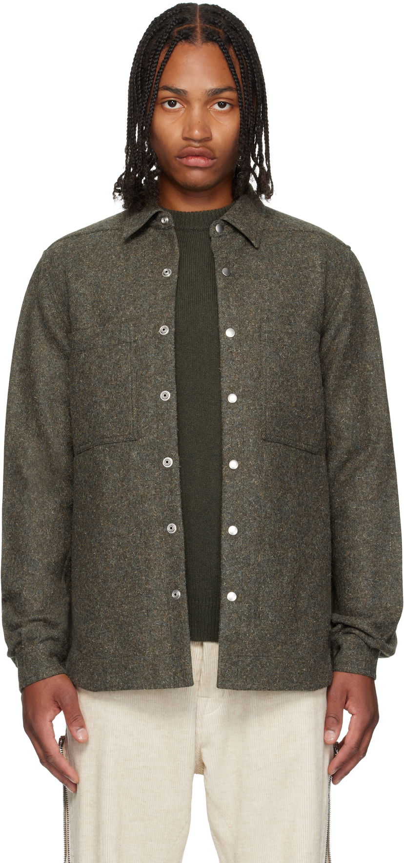 Srajce Rick Owens Rick Owens Concordians Rugged Wool Shirt Zelena | RU02E1744 WRU