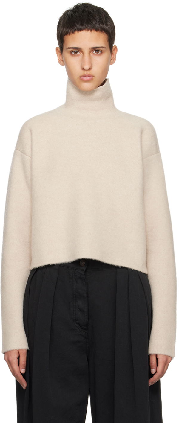 Pleteni pulover The Row Cropped Turtleneck Sweater Bež | 7641-Y255