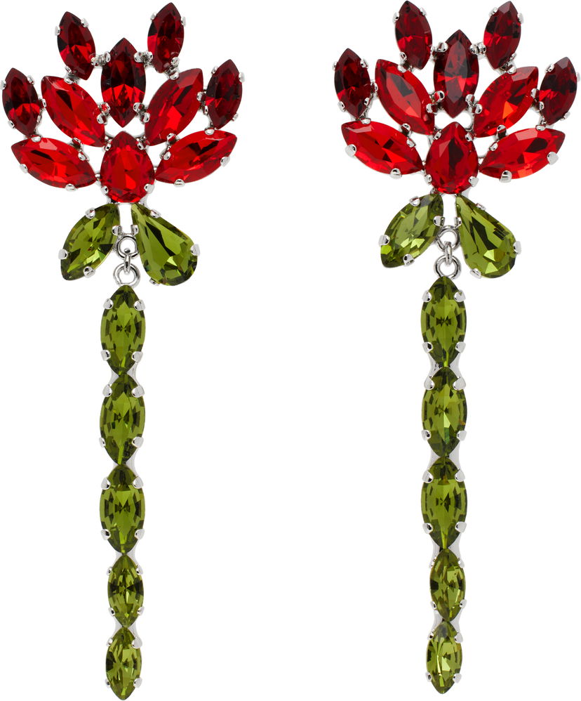 Uhani Simone Rocha Simone Rocha Crystal Carnation Drop Earrings Rdeča | ERG530M 0903