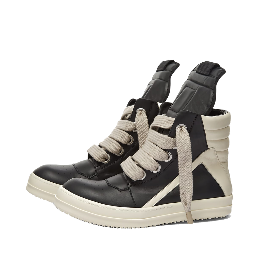 Superge in čevlji Rick Owens Geobasket Oversized Eylet Sneaker Black/White Črna | RU02B2894-LPOW1-911