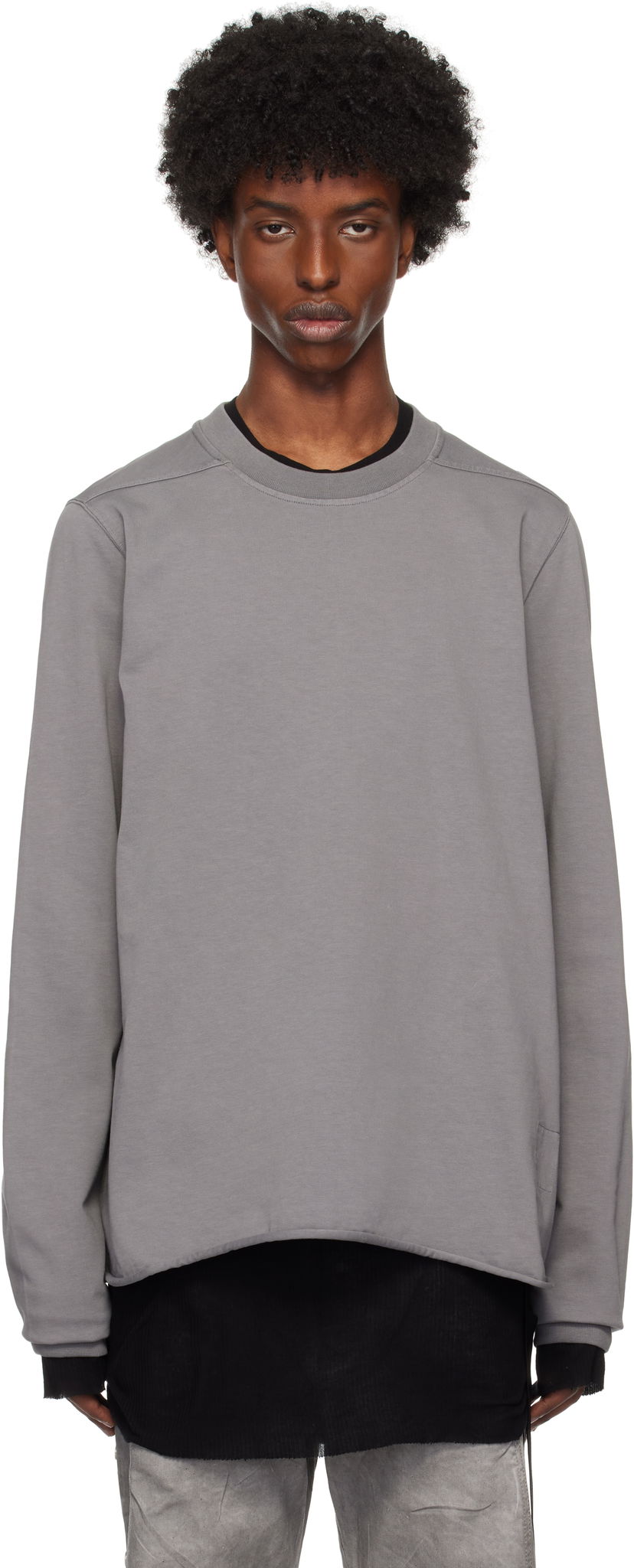 Pulover Rick Owens Rolled Edge Sweatshirt Siva | DU02D2279 RIGP