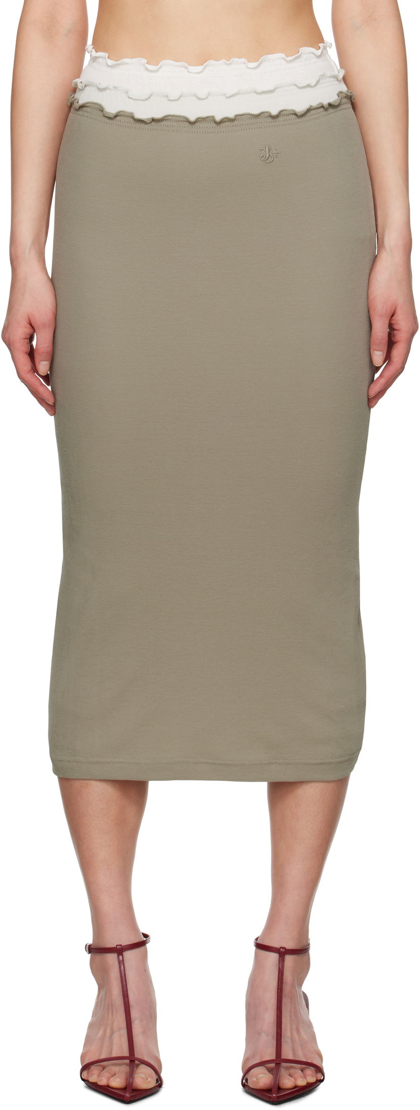 Krila Jil Sander Jil Sander Three Layers Midi Skirt Zelena | J40FV0105_JTN356